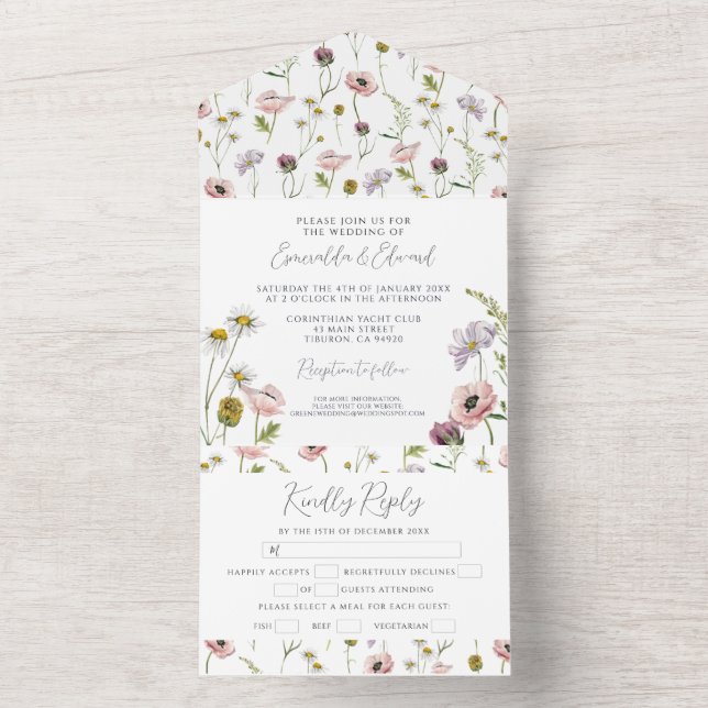 Invitación Todo En Uno Boho Botanical Garden Wedding (Interior)