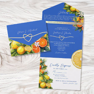 Invitación Todo En Uno Boho Citrus Lemon Naranja Boda