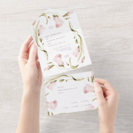 Invitación Todo En Uno Boho de primavera gran audaz flor silvestre enmarc