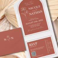 Boho Design Terracotta Rust Earth Tone | QR code