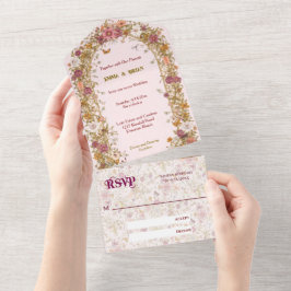Invitación Todo En Uno Boho Floral Arch romantic Wedding Boho 