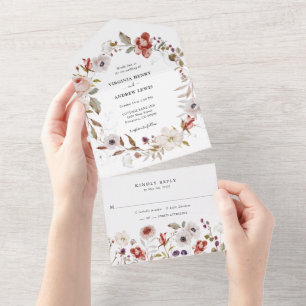 Invitación Todo En Uno Boho Floral Boda
