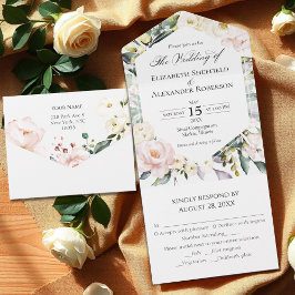 Invitación Todo En Uno Boho Greenery Floral Frame Photo Boda