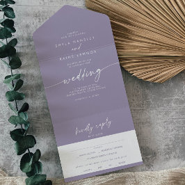 Invitación Todo En Uno Boho Moda Lavender Purple Meal Choice RSVP Boda