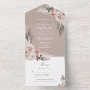 Invitación Todo En Uno Boho Moda Pampas Grass Earth Tones Floral Boda
