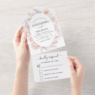 Invitación Todo En Uno Boho Moda Polvorienta Boda del Desierto Rosa RSVP
