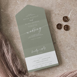 Invitación Todo En Uno Boho Moda Sage Green Meal Choice Boda RSVP