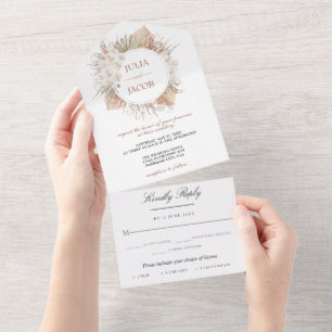 Invitación Todo En Uno Boho Moda Watercolor Floral Boda
