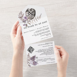 Invitación Todo En Uno Boho Rust Símbolos de Viking Gótico Boda de Flor s