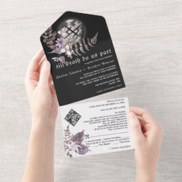 Invitación Todo En Uno Boho Rust Símbolos de Viking Gótico Boda de Flor s