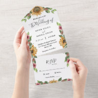 Boho Sunflower Simple RSVP Boda