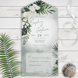 Invitación Todo En Uno Boho Verde Tropical Verde Moderno No Cena