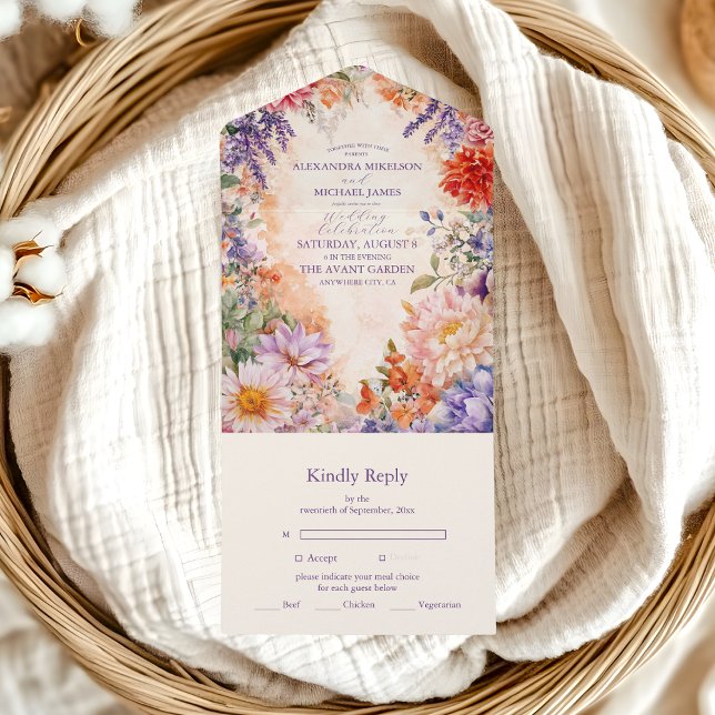Invitación Todo En Uno Boho Victorian Royal Floral Boda (Subido por el creador)