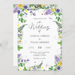 Invitación Todo en uno | Boho Watercolor Wildflower Boda