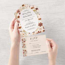 Invitación Todo En Uno Boho Wildflower Boda