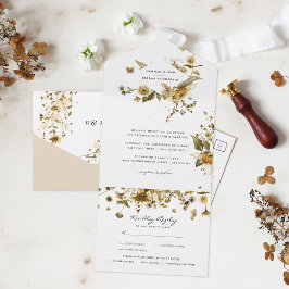 Invitación Todo En Uno Boho Wildflower de Otoño | Boda Botánica