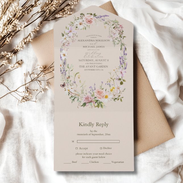 Invitación Todo En Uno Boho Wildflower Floral Boda (Subido por el creador)