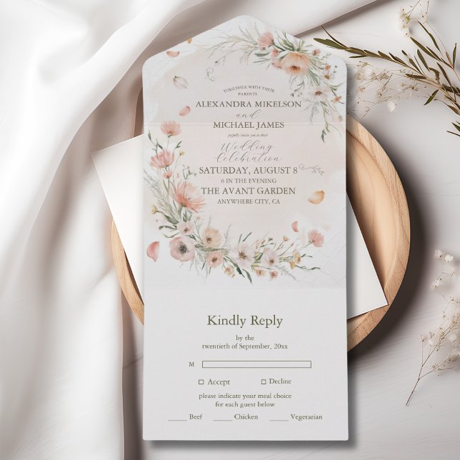 Invitación Todo En Uno Boho Wildflower Garden Wedding (Subido por el creador)