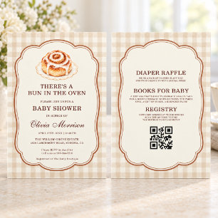 Invitación Todo en Uno Bollo en el Horno Baby Shower a Cuadro