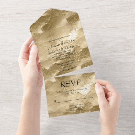 Invitación Todo En Uno Bonito Champagne Gold Glam