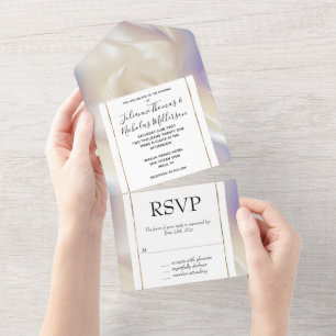 Invitación Todo En Uno Bonito Pearl Purple Aqua Elegant Glamorous Swirl