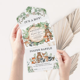 Invitación Todo En Uno Bosque de Bosques Rústicos Animales de la Tierra B