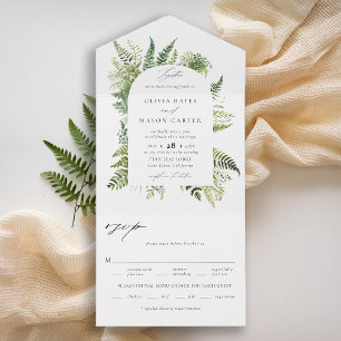 Invitación Todo En Uno Bosque encantado Woodland Ferns Boho Arch Boda