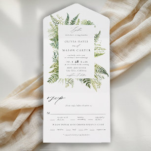 Invitación Todo En Uno Bosque encantado Woodland Ferns Elegante Boda