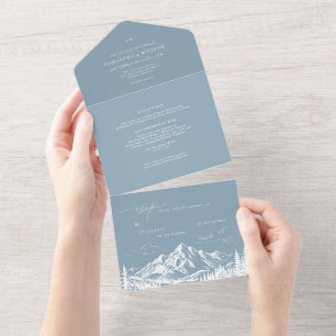 Invitación Todo En Uno Bosquejo de paisaje montañoso