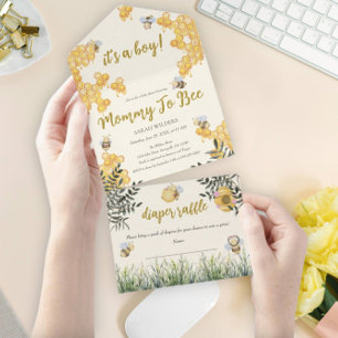 Invitación Todo En Uno Boy Mommy to bebe cutáneo Boho Baby Shower