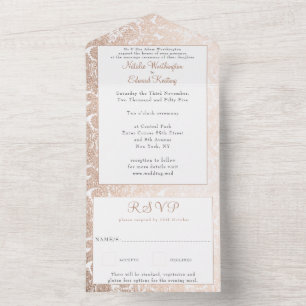Invitación Todo En Uno Bronze Gold Filigree Paisley Henna Wedding RSVP