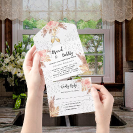 Invitación Todo En Uno Bubbly Brunch Bridal Shower pampas pasto RSVP