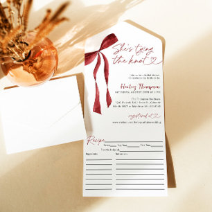 Invitación Todo En Uno Burgundy Bow Se Amarra La Ducha Bridal De Knot