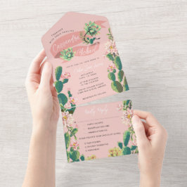 Invitación Todo En Uno Cactus del desierto florecen todos en una sola bod