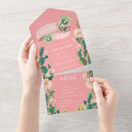 Invitación Todo En Uno Cactus del desierto florecen todos en una sola bod