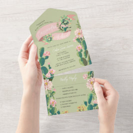 Invitación Todo En Uno Cactus del desierto florecen todos en una sola bod