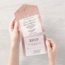 Invitación Todo En Uno Cadenas de oro de oro de Rosa