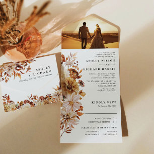 Invitación Todo En Uno Caída Rustica deja Boda