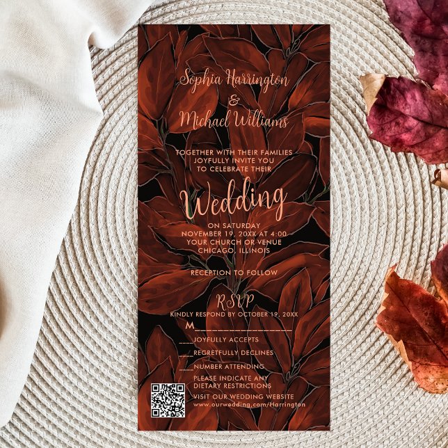 Invitación Todo En Uno Caída Rústica Todo en una Boda Invitar Código QR (Subido por el creador)