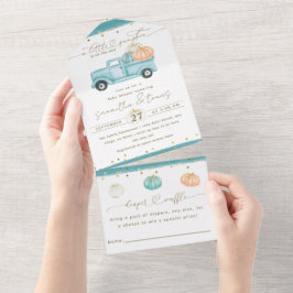 Invitación Todo En Uno Calabaza Minimalista Caída Moderna Bebé Niño Ducha