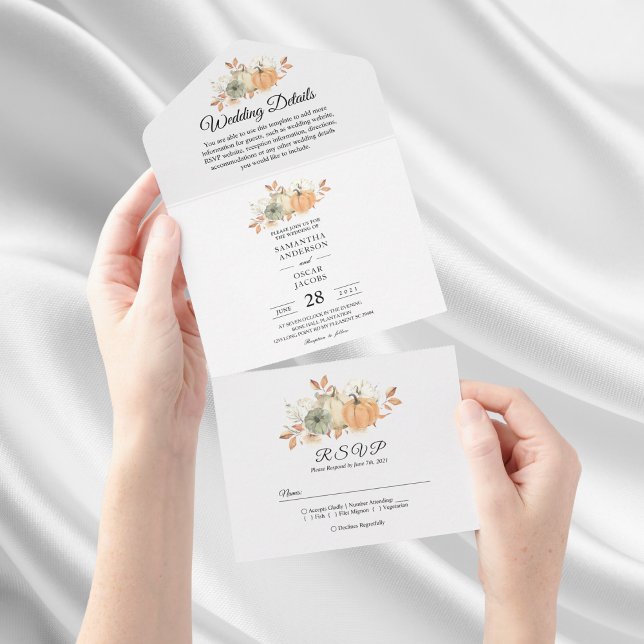 Invitación Todo En Uno Calabazas y flores acuáticas de otoño (Subido por el creador)