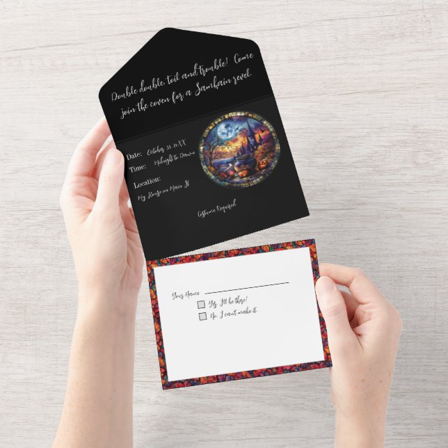Invitación Todo En Uno Caldero de Vidrio Pintado (desgarro)