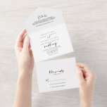 Invitación Todo En Uno Caligrafía Boda elegante moderna<br><div class="desc">Esta caligrafía moderna y elegante boda,  todo en una sola invitación,  es perfecto para un boda rústico. El diseño,  sencillo y elegante,  presenta una tipografía de escritura clásica y elegante en blanco y negro. 

Guarde el papel incluyendo más detalles en la invitación en lugar de en una tarjeta separada.</div>
