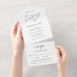 Invitación Todo En Uno Caligrafía de Moda moderna Matrimonio simple elega