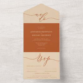 Invitación Todo En Uno Caligrafía Simple escritura de boda todo en uno