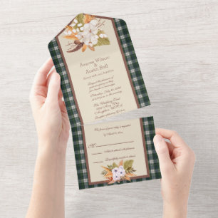Invitación Todo En Uno Campbell Dress Moderno Tartán Escocés