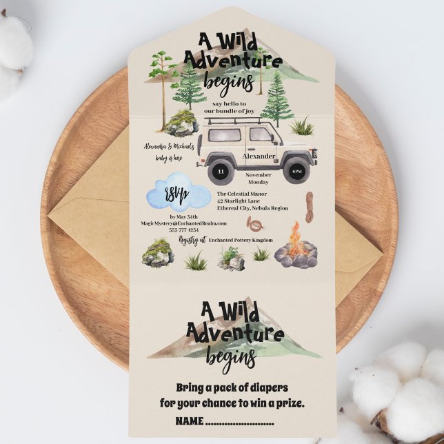 Invitación Todo En Uno Camper de acuarela de Baby Shower Adventure (Subido por el creador)