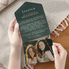 Invitación Todo En Uno Carta de propuesta de dama de honor con foto