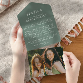 Invitación Todo En Uno Carta de propuesta de dama de honor con foto