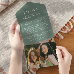 Invitación Todo En Uno Carta de propuesta de dama de honor con foto